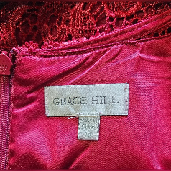 Grace Hill Rare Lace Overlay Fuschia Dress - Picture 7 of 8